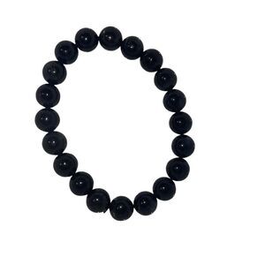 Black tourmaline in quartz 8mm stretch bracelet Crystal 7 inches ONE NEW